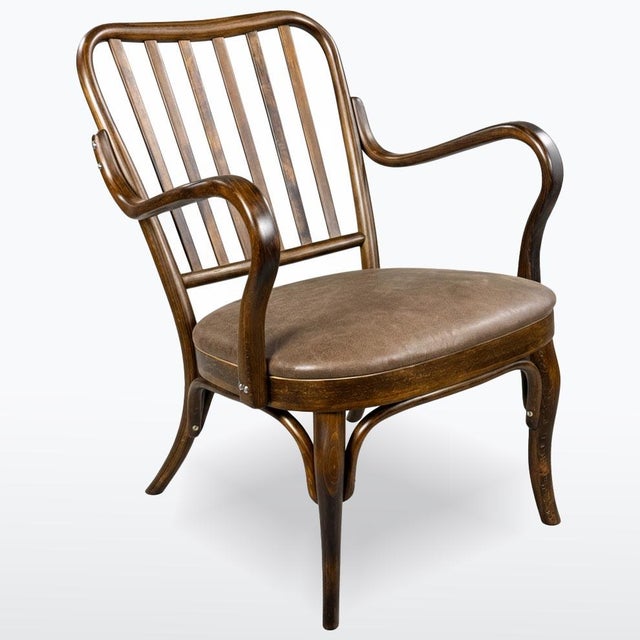 Brown A752 Armchair by Josef Frank for Thonet, 1930s For Sale - Image 8 of 9