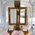 This is a beautiful vintage Italian table frame made of clear glass and what appear to be brass bands (it is in as-found...