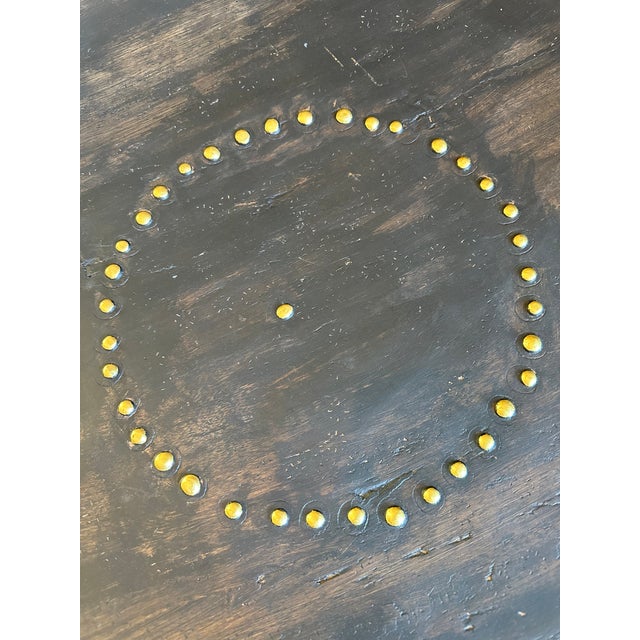 Wood Vintage Black Cerused Wood Low Table With Brass Accents For Sale - Image 7 of 11