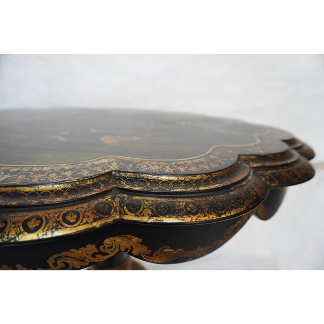 Black 19th Century Victorian Papier Mache Tilt Top Table For Sale - Image 8 of 18