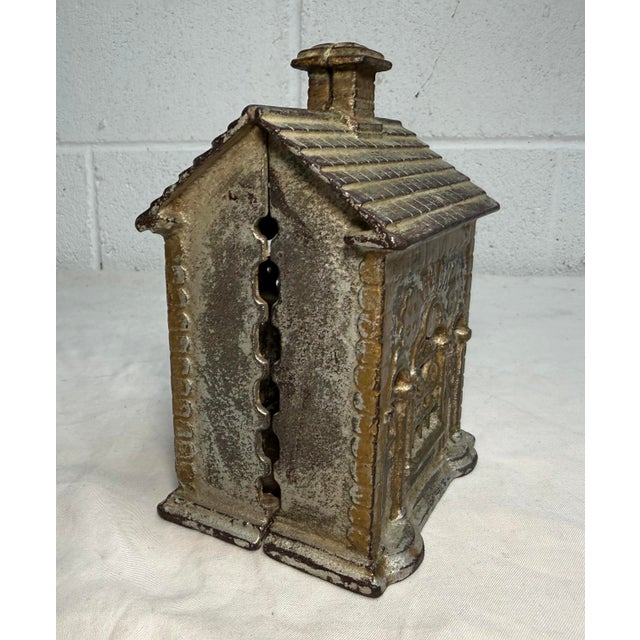 1910s Antique 1910 Ac Williams Cast Iron Double Door Savings Bank Building Still Bank For Sale - Image 5 of 8