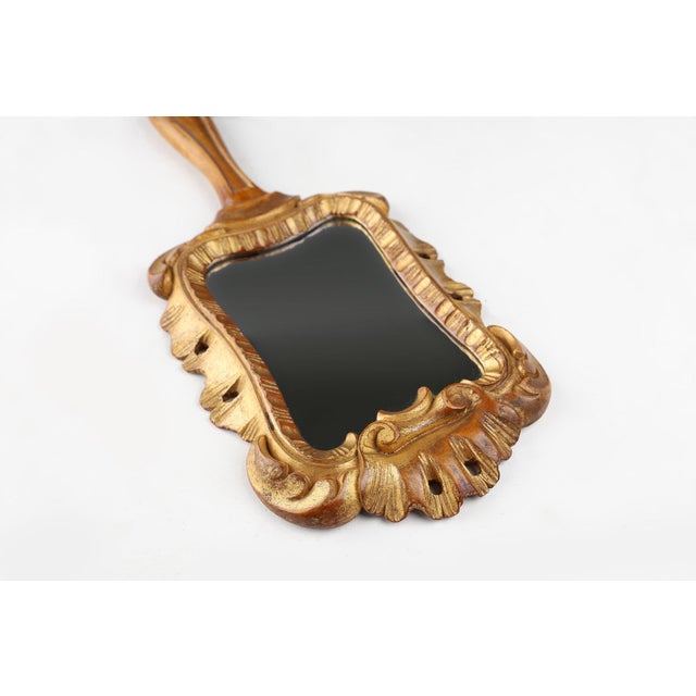 1950s Wooden Hand-Held Mirror, France, 1950s For Sale - Image 5 of 11