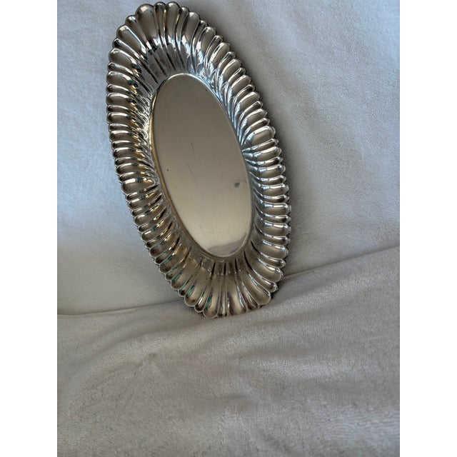 Mid-Century Modern Mid 20th Century Sterling Silver Oval Dish For Sale - Image 3 of 6