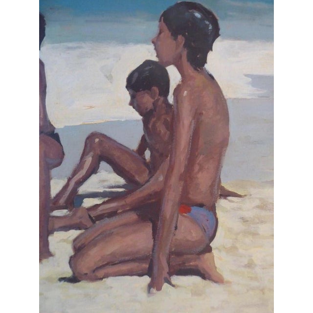 Pablo Matania, Boys on the Beach, Mid Century, Oil on Canvas For Sale - Image 16 of 18