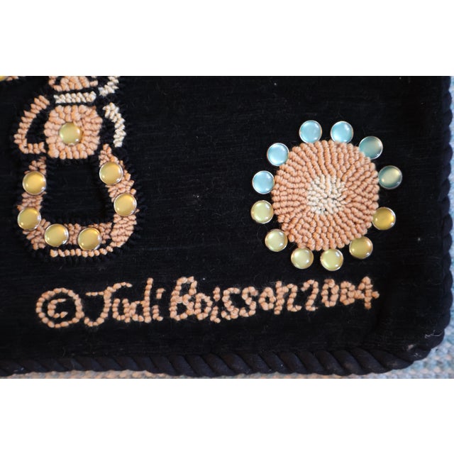 American Vintage 2003–2004 Judi Boisson Hand-Hooked Equestrian Horse & Saddle Velvet Pillow Covers – Pair For Sale - Image 3 of 18