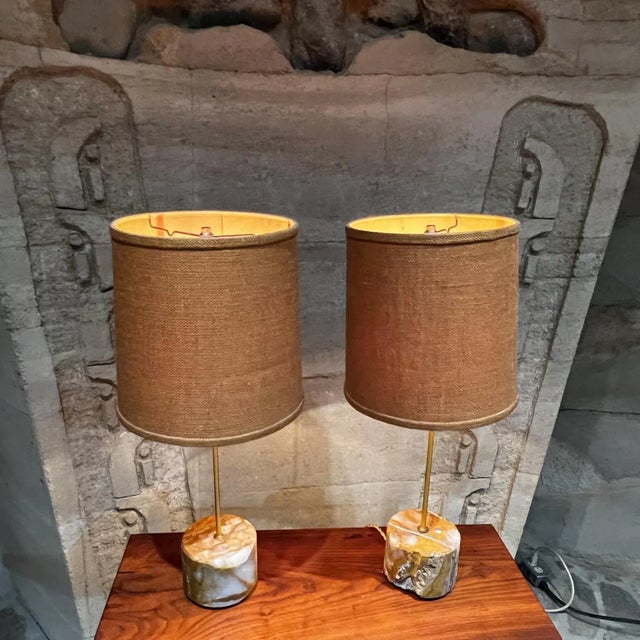 New Limited Edition Spectacular Set of Onyx Acid Table Lamps Mexico For Sale - Image 10 of 13