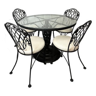 Vintage Woodard Lions Shaw Wildflower Patio Set For Sale