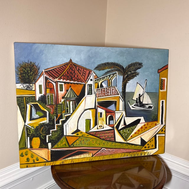 Mediterranean Vintage Pablo Picasso Mediterranean Landscape Canvas Litho Painting For Sale - Image 3 of 7