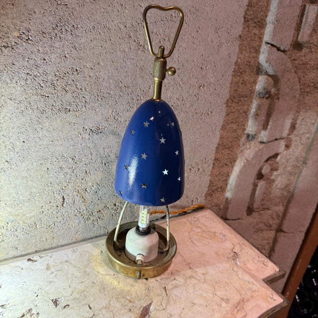 Blue 1950s Arredoluce Angelo Lelii Italian Blue Star Table Lamps For Sale - Image 8 of 12