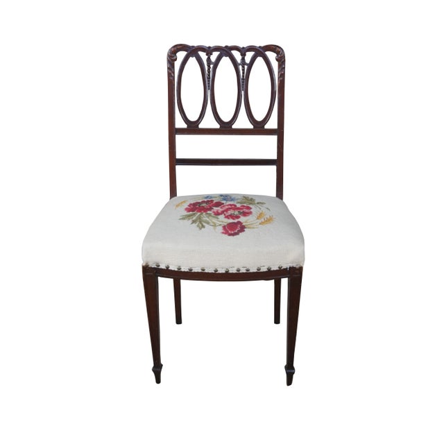 Late 19th Century Antique Hepplewhite Mahogany Needlepoint Hoop Back Dining Chair For Sale - Image 12 of 12