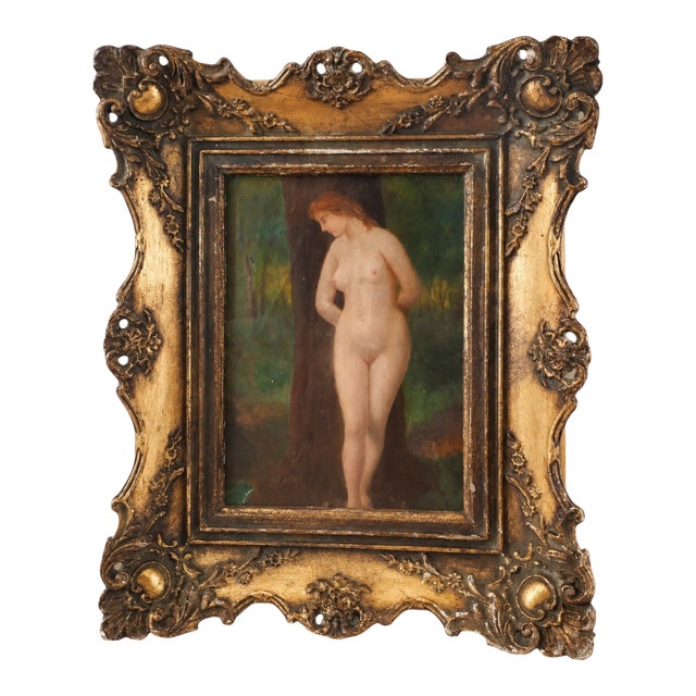 Elegant Nude in Forest - French School, Oil on Wood, 18th Century For Sale