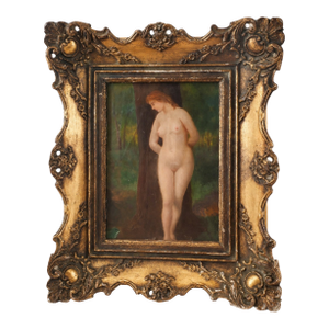 Elegant Nude in Forest - French School, Oil on Wood, 18th Century