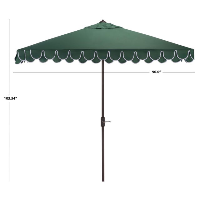 Transform your outdoor space with the elegant valance 7.5 ft square umbrella in hunter green with white trim. This stylish...