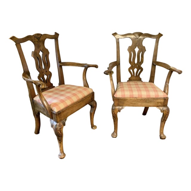 Pair of Northern European Rococo Carved Armchairs For Sale