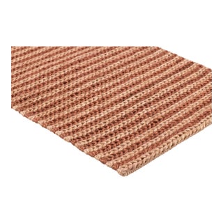Part & Parcel Goods Jute Braid Runner, 2’6”x12’, Topaz and Bisque Stripe For Sale