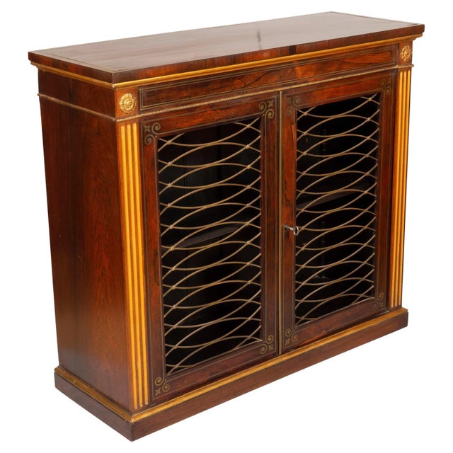 Regency Rosewood Brass Inlaid and Gilded Credenza For Sale - Image 13 of 13