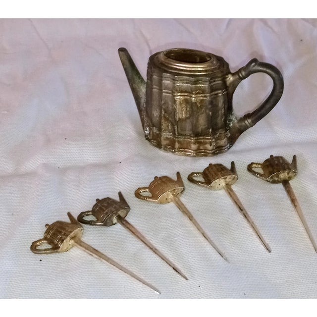 1940s Vintage Cocktail Pick Holder Set- 6 Pieces For Sale - Image 4 of 6