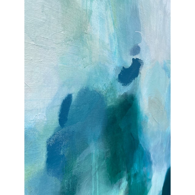 “But Still, You” Large Lyrical Abstraction Diptych Painting in Ethereal Greens and Blues by Stacey Warnix For Sale - Image 11 of 16