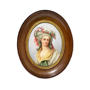 Miniature Framed Portrait of a Lady Painted on Porcelain