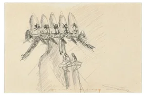 Untitled - Early Surrealist Pencil Drawing by Roberto Matta - 1950s 1950s
