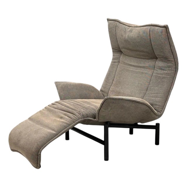 Vico Magistretti, Italian Modern, Fabric, Metal, Veranda Lounge Chair, 1980s For Sale