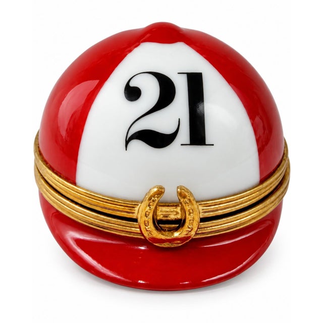 Vintage the 21 Club Nyc Restaurant Equestrian Jockey Cap Trinket Box For Sale - Image 14 of 14