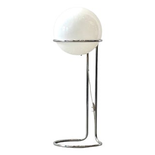 Space Age Floor Lamp with Opal Glass Globe and Chrome Frame, 1970s For Sale