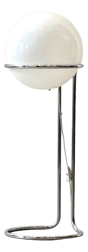 Space Age Floor Lamp with Opal Glass Globe and Chrome Frame, 1970s