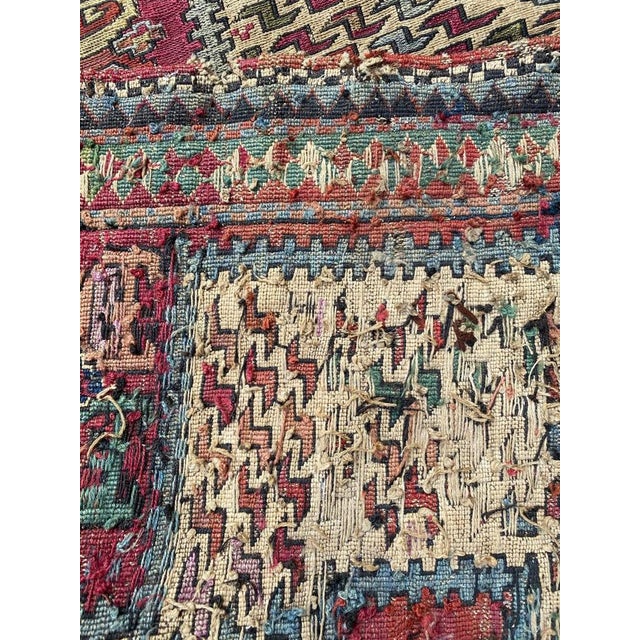 Very beautiful late 19th century or early 20th century Caucasian verneh Kilim with a tribal and geometric design and...