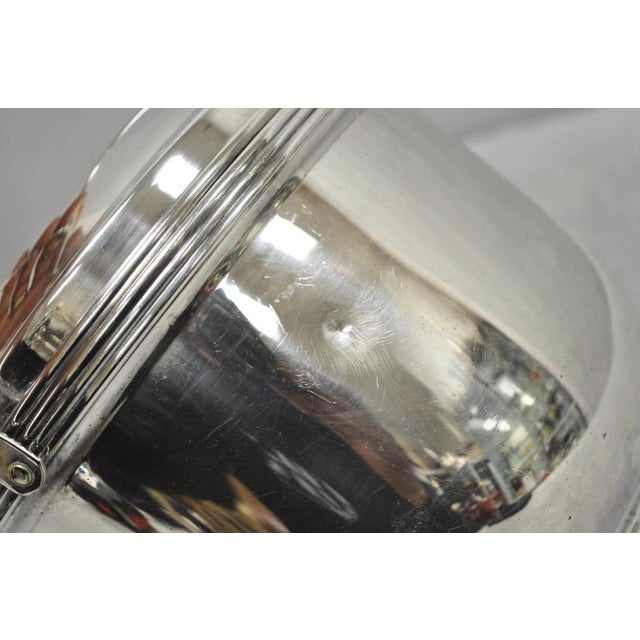 Vintage Art Deco Silver Plated Reticulating Hinge Bar Ice Bucket W/ "S" Monogram For Sale - Image 10 of 16