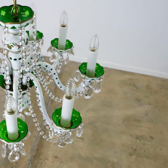 1960s Italian Vintage Porcelain Basket Chandelier For Sale - Image 9 of 15