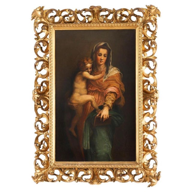 Follower of Raphael, Antique Painting of Madonna & Child, 19th Century, Oil on Canvas For Sale - Image 14 of 14