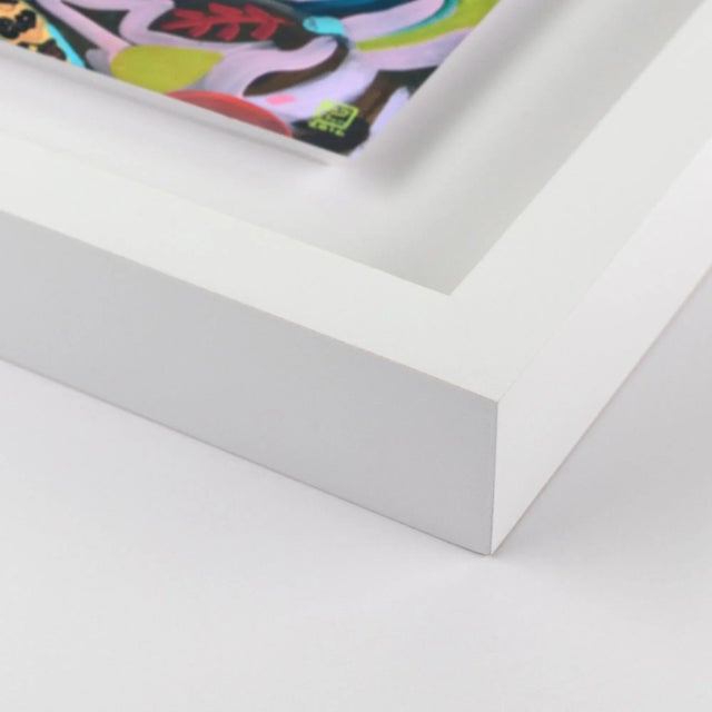 DESCRIPTION: Jaguars by Jelly Chen in White Framed Paper, Small Art Print SPECIFICATIONS: Type: Framed Paper. Framed Size...