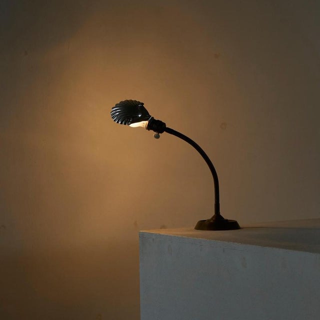 1950s Art Deco Adjustable Shell Shade Table Lamp, Belgium, 1930s For Sale - Image 5 of 11