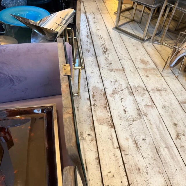 Brass Two 1950s Gio Ponti Style Mid-Century Modern Wood and Brass Wall Mirrors For Sale - Image 8 of 16