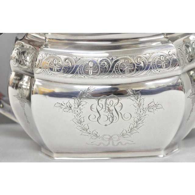 Early 20th Century Antique Bailey Banks & Biddle English Edwardian Silver Plated Tea Set - 4 pcs For Sale - Image 5 of 18