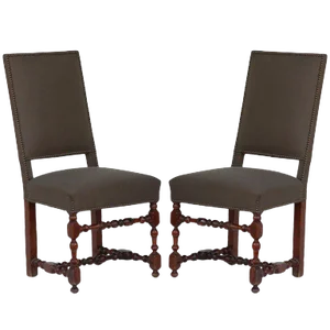 Classic Turned Wood Louis XIII Style Side Chairs - a Pair