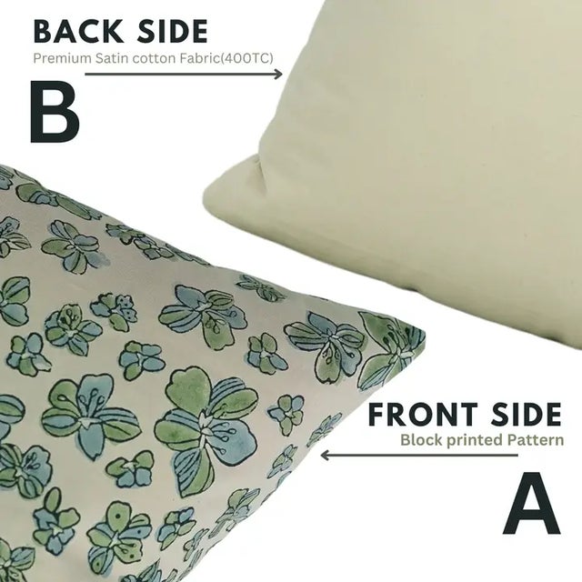 Fabdivine Block Print Pillow Cover 16x16 Inch Cotton Satin-Jhilmil For Sale - Image 4 of 5