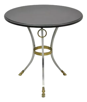 Maison Jansen Style Steel and Bronze Hoof Round Slate Top Regency Side Table