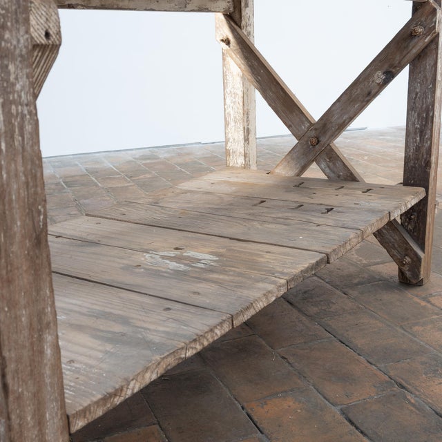 1900 - 1909 Antique Workshop Table with Crossed Stretchers, France, 1900 For Sale - Image 5 of 8