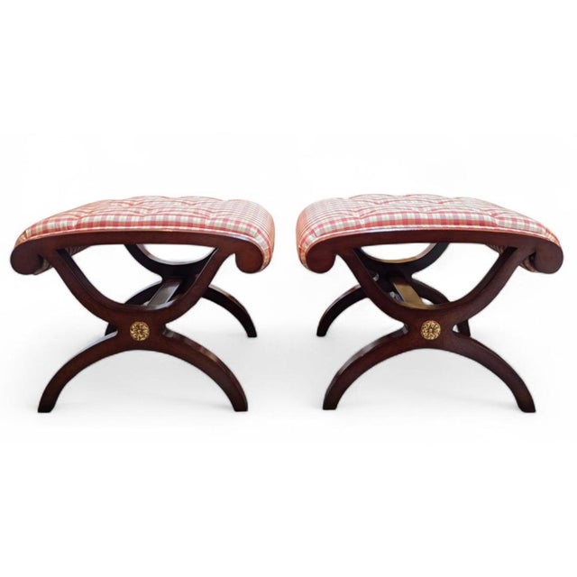 Traditional Pair of Kindel Furniture Winterthur Collection New York Ottomans For Sale - Image 3 of 15