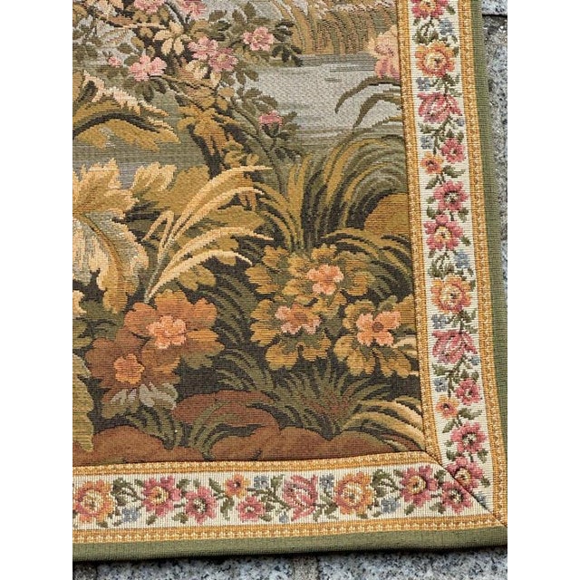 Vintage French Jacquard Tapestry with Gallant Meeting by Jules Pansu, 1970s For Sale - Image 11 of 18