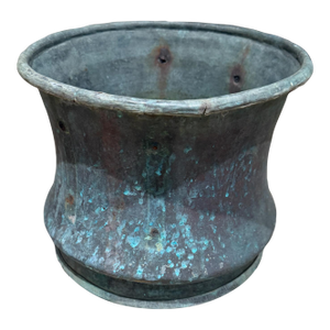 Antique Copper Basket No Handles Water Pot Cauldron Planter