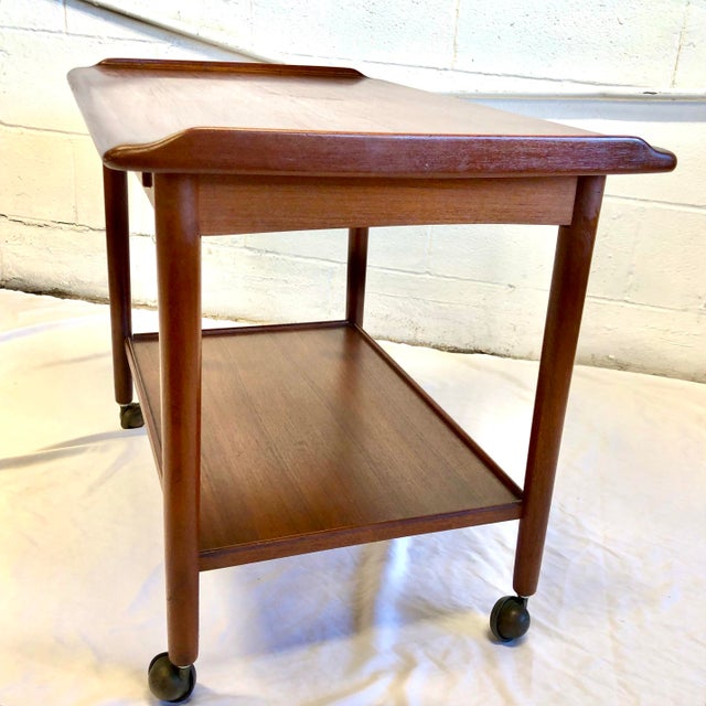 Wood Mid 20th Century In Style of Aage Madsen Design Rolling Bar Cart for Drylund For Sale - Image 7 of 9