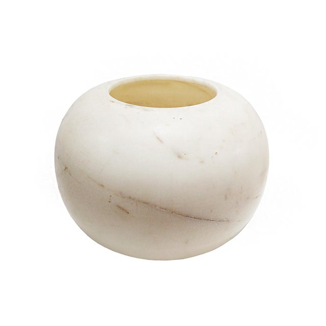 Stone Hand- Carved White Marble Vase, Late 20th Century For Sale - Image 7 of 12