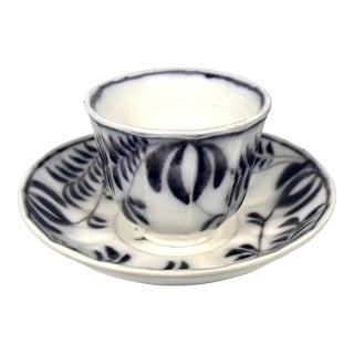 Early 19th Century Staffordshire Flow Black Mulberry Ironstone Cup & Saucer For Sale