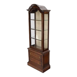 Dome Shape Top Glass Shelves Two Drawer Compartment Curio Display Cabinet