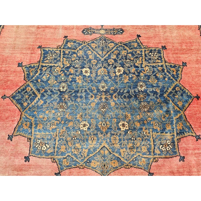 19th Century Oversized Persian Khorassan Rug, Hand-Knotted Wool, Floral Pattern, Red & Blue, 11’ X 16’ For Sale - Image 15 of 18