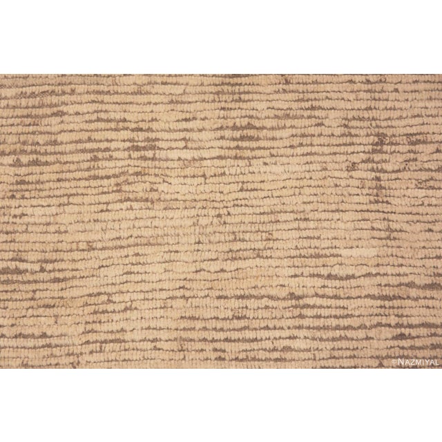 Nazmiyal Collection Small Light Ivory Cream Color Modern Moroccan Style Abstract Area Rug For Sale - Image 4 of 4