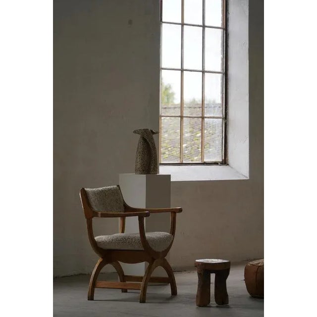 Vintage Kurul Armchair in Oak and Lambswool by Henning Kjærnulf, 1960s For Sale - Image 6 of 18